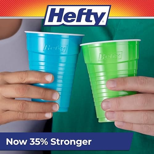 Hefty Party On Disposable Plastic Cups, Assorted, 16 Ounce, 100 Count thumbnail 4