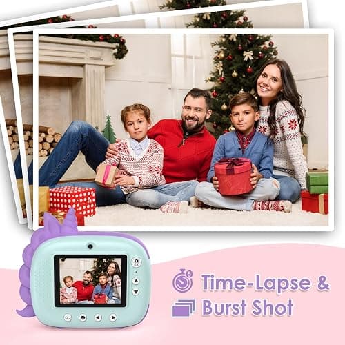 HiMont Kids Camera Instant Print, Selfie Digital Camara for Kids with Print Paper & 32G Card, 2.5K Video & Instant Print Camera with Color Pens for DIY, Fun Gift for Girls Boys 3-12 Years Old (Green) thumbnail 3
