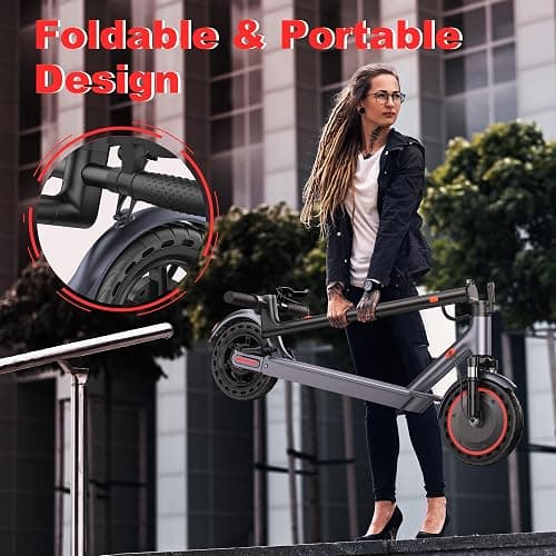 Maxshot Electric Scooter, 8.5" /10" /14" Tire, 16/19/22 Mph Top Speed, 12/16/21/27/28/49/50 Miles Long Range, Folding Escooter for Adults and Kids with Seat Bag, Dual Braking, Dual Suspension, App thumbnail 8