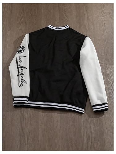 SOLY HUX Men's Varsity Jacket Color Block Letter Graphic Print Long Sleeve Casual Baseball Jacket thumbnail 3