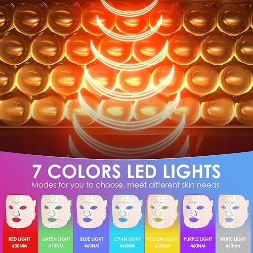 Red Light Therapy for Face, 7 Colors Led Light Therapy Silicone Facial Mask - Birthday, Christmas, Mothers Day, Valentines Day, Self Care Gifts for Her Women Mom Best Friend Wife (Pink) thumbnail 3