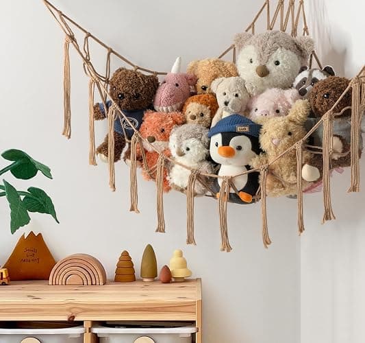 Stuffed Animal Storage Hammock or Net Corner - Large Toy Hammock Net for Stuffed Animals Room Decor - Cute Stuff Animal Organizer Plush Holder - Kids Baby Nursery Essentials Wall Bedroom Home Decor thumbnail 3