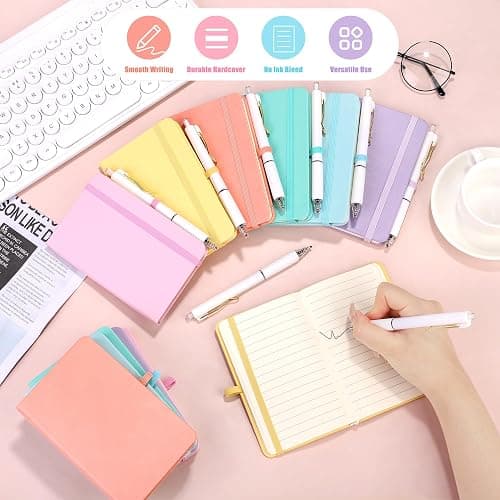 Aneco 50 Sets Pocket Notebook Journals with Pens, A6 Mini Hardcover PU Leather Lined Notebooks 3.5 x 5.5 Inch College Ruled Notepad With Pen Holder for Office School Supplies, Pastel Color thumbnail 5