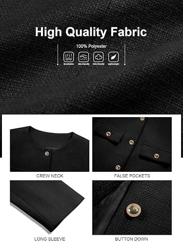 Cicy Bell Womens Cropped Tweed Blazers Jacket Collarless Button Down Coats | Business, Dressy, Casual, Trendy, Work, Office, Fall, Winter, Spring, Fashion thumbnail 6