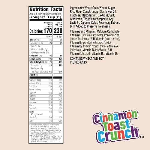 Cinnamon Toast Crunch Breakfast Cereal, Crispy Cinnamon Cereal, 12 oz thumbnail 2