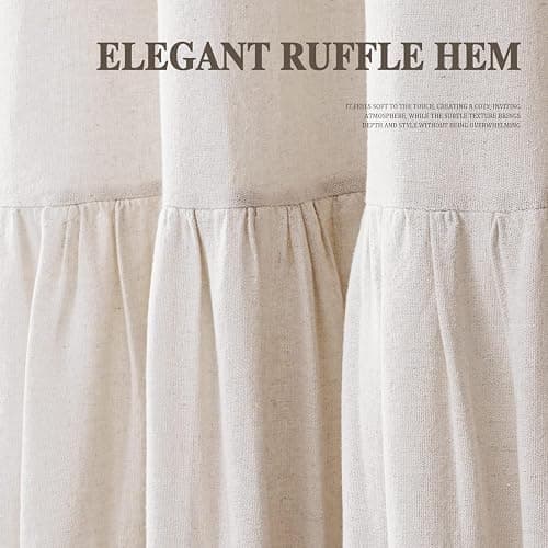 XOGUIBO Farmhouse Shower Curtain with Ruffle Hem Linen Cream Shower Curtains for Bathroom Country Vintage Rustic Natural Fabric, 72" W x 72" L thumbnail 2