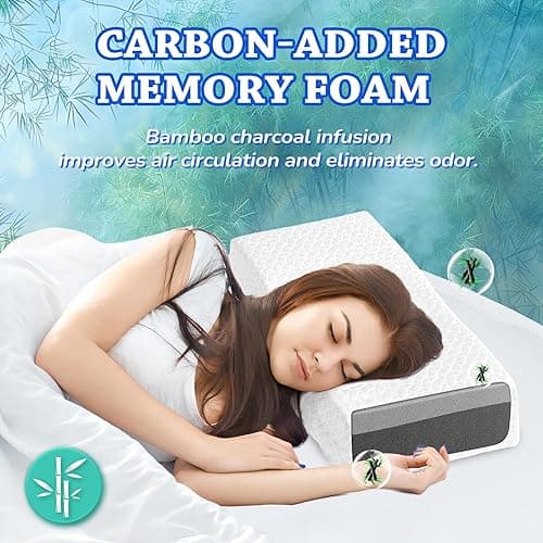 HARBOREST Ice Cube Cooling Pillow for Side Sleepers Memory Foam Side Sleeper Pillow Support Head & Neck for Pain Relief，12"x24"x5" - White-ice - Standard-24"x12"x5" thumbnail 5