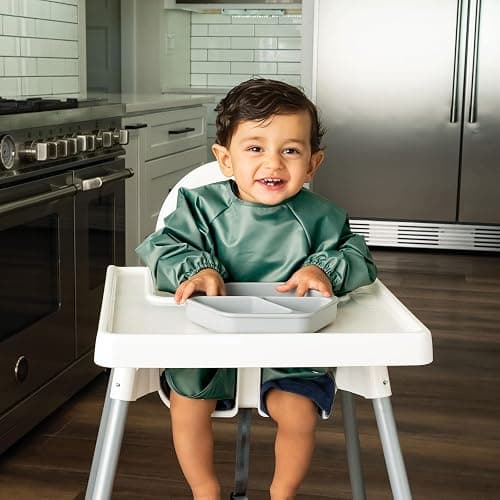 Tiny Twinkle Long Sleeve Bib for Babies & Toddlers | Waterproof Smock Bib for Eating | Machine Washable & Mess-Proof Feeding Essentials | Newborn Shower Gift (Olive Green, 6–24M) thumbnail 3