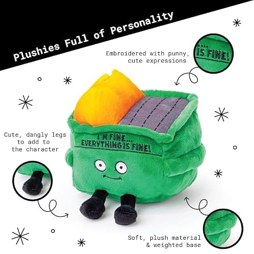 Punchkins Dumpster Fire Plushie - I'm Fine, Everything is Fine! Dumpster Fire Plush, Emotional Support Plushie, Funny Plush Toy for Gifting thumbnail 5