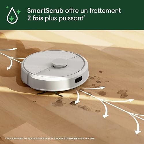 iRobot Roomba 105 Combo+AutoEmpty Dock - Robot Aspirateur Laveur 2en1 - Aspiration de 7KPa - Navigation LiDAR - Détection des Tapis - Zones de Nettoyage et d'Évitement - 4 Niveaux d'Aspiration - Blanc thumbnail 9
