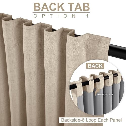 Linen Textured Total Blackout Curtains for Bedroom 72 Inches Long, Oatmeal | 100% Blackout Shield, Back Tab/Rod Pocket Living Room Drapes, Thermal Insulated Blackout Curtains 2 Panels Set, 42"W x 72"L thumbnail 4