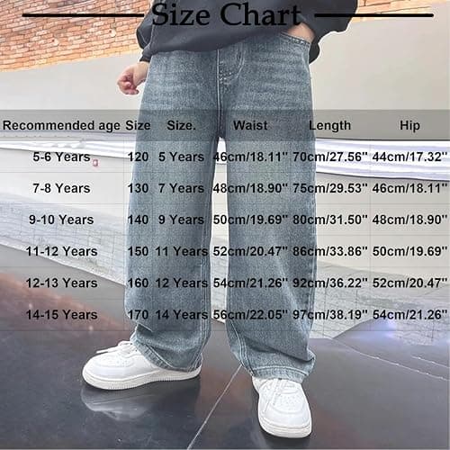 Boys Baggy Jeans Straight Wide Leg Jean Kids Fashion Elastic Waist Denim Pants with Pocket Trendy Preppy Teen Clothes thumbnail 4
