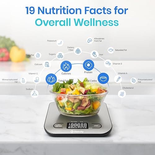 Etekcity Food Nutrition Kitchen Scale, Digital Grams and Ounces for Weight Loss, Baking, Cooking, Keto and Meal Prep, Large, 304 Stainless Steel thumbnail 2