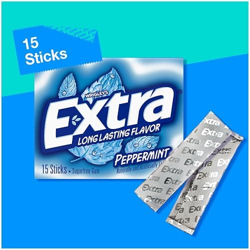 Extra Gum Peppermint Chewing Gum, 15 Pieces (Pack of 10) - Peppermint thumbnail 4