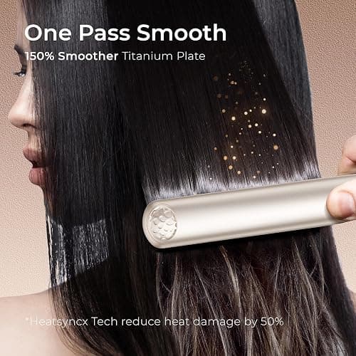 TYMO Flat Iron Hair Straightener - Titanium Hair Straighteners for Women, 1 Inch Professional Travel Flat Iron, Portable Straightener and Curlers with 10s Heat Up, 32 Temp, Dual Voltage & LED Display thumbnail 2