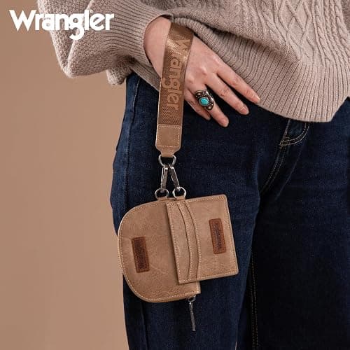 Wrangler KeyChain Wallet Wristlet Wallets for Women Dual Pouch Wristlet Rfid Blocking Credit Card Holder Wallet thumbnail 2