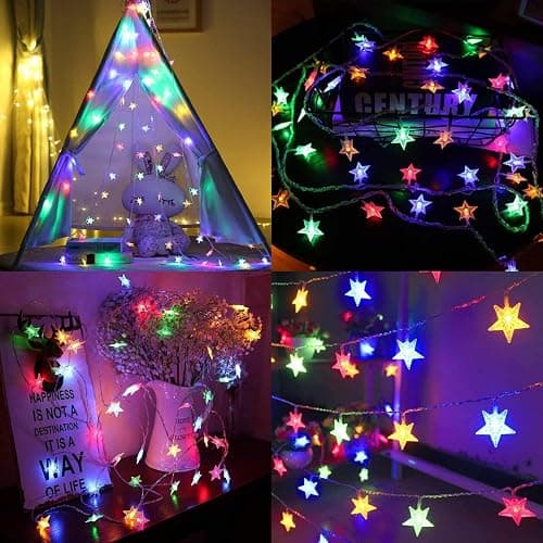 Minetom Star String Lights for Bedroom - 33 ft Plug-in Color Changing Star String Lights with Remote and Timer for Bedroom Tent Loft Bed Window Backyard Patio Porch Balcony Party Wedding, RGB thumbnail 6