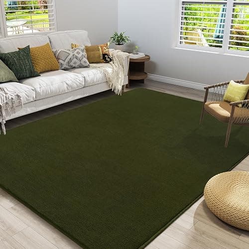 Amearea Modern Area Rugs for Bedroom Living Room, 4x6 Feet Olive Green Thickened Memory Foam Rug, Fluffy Indoor Washable Rugs Non Slip Minimalist Carpet for Kids Boys Girls Dorm Nursery Room Decor thumbnail 3