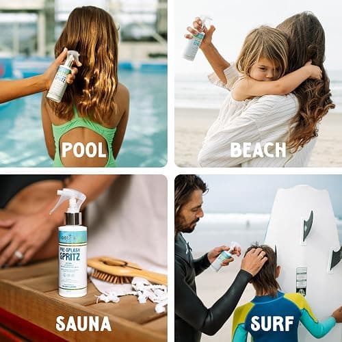 Pre-Swim Hair Protection Spray – Chlorine, Salt Water & Sauna for Swimmers - Coconut Oil, Jojoba, Aloe Vera & Vitamin E Leave-In Conditioner - Protects Color-Treated & Dry Hair, Made in USA thumbnail 6