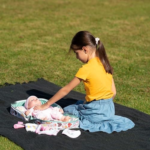 HappyVk Baby Doll Bed Set-Portable Doll Bassinet for Dolls up to 21 inches - Handbag for Girl - Love Design thumbnail 9