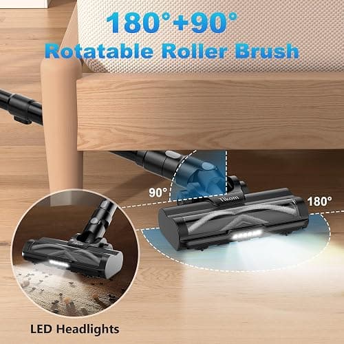 Tikom Cordless Vacuum Cleaner for Home, 40000Pa/450W Stick Vacuum with Charging Wall Dock, Anti-Tangle, Lightweight Handheld Vacuum for Pet Hair, Hard Floor, Carpet, V450 thumbnail 8