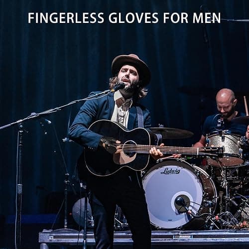 OurHonor Black Fingerless Gloves for Men Women, Halloween PU Leather Half Finger Glove Driving Performance Costume Sport thumbnail 4