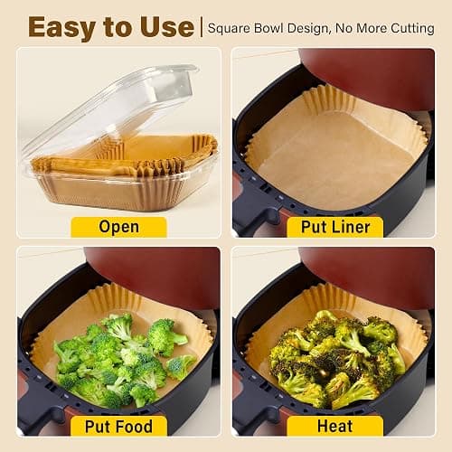 Air Fryer Liners Disposable, 125Pcs Parchment Paper, 8 Inch Non-stick Air Fryer Paper Liners, Unbleached Square Airfryer Liners for 5-8QT Air Fryer, Baking, Roasting Microwave thumbnail 6