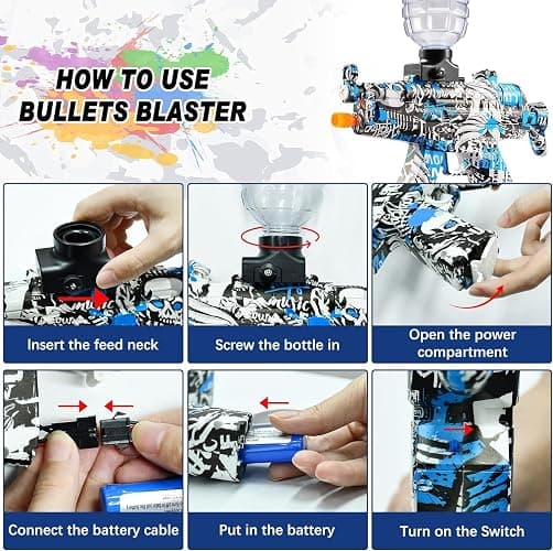 Electric Gel Ball Blaster, High Speed Automatic Splatter Ball Blaster with 60000+bullet and Goggles, Rechargeable Splatter Ball Toys for Outdoor Activities Shooting Game Party Favors，water bullet. thumbnail 3