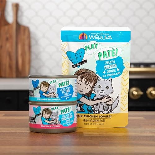 Weruva B.F.F. Play - Best Feline Friend Paté Lovers, Aw Yeah!, Chicken, Duck & Turkey Take a Chance with Chicken, Duck & Turkey, 5.5oz Can (Pack of 8) thumbnail 9