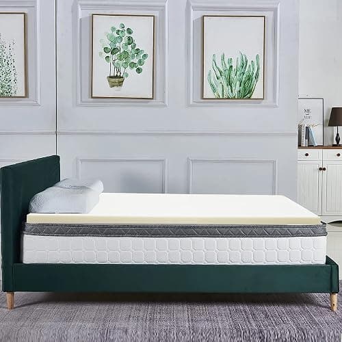 Treaton, 1-Inch High Density Medium Firm Foam Mattress Topper, CertiPUR-US Certified for Superior Comfort and Support, King, White thumbnail 3