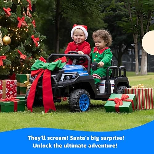 Electric Car for Kids, 24V 4 Seater Ride on Toys w/Parent Remote, 4 Wheeler Suspension, Max 220lbs Weight Capacity, USB, Music, Radio, LED Light, Ride on Truck for Boy/Girl Ages 3-8, Blue thumbnail 8