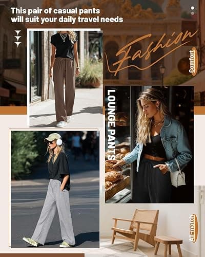 Neer 3 Pack Women's Baggy Sweatpants with Pockets, Wide Leg Yoga Pants Cozy Thick Lounge Pants Drawstring Casual Loose Jogger thumbnail 4