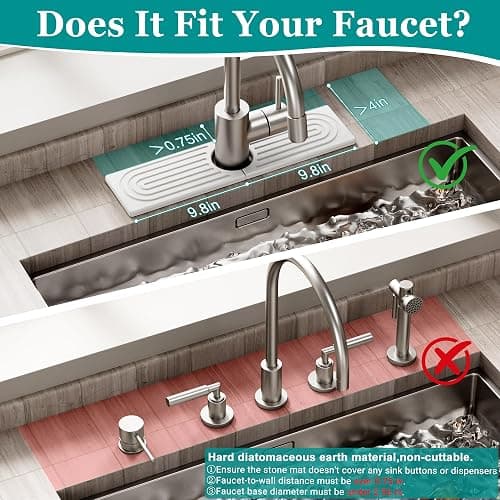 MAGKOTA Stone Faucet Mat for Kitchen Sink - Quick Dry Diatomite Sink Splash Guard, Prevents Moisture Buildup & Water Stains, Water Absorbing Stone Tray for Bathroom Countertop (White, 20" x 4") thumbnail 3