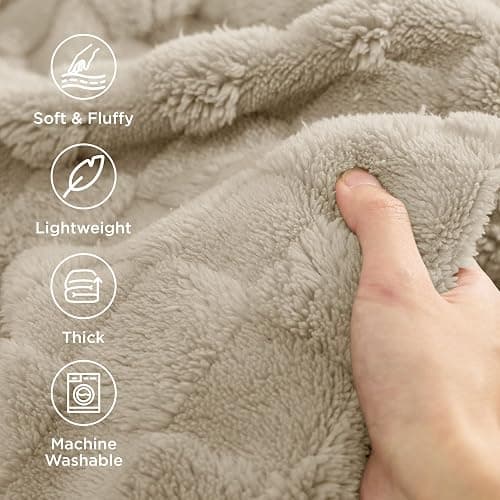 Bedsure GentleSoft Light Brown Throw Blanket for Couch - Checkered Fleece Blankets Gifts for Women Men Girls, Cute Soft Cozy Throw for Bedroom Home Decor Gifts, 50x60 Inches thumbnail 4