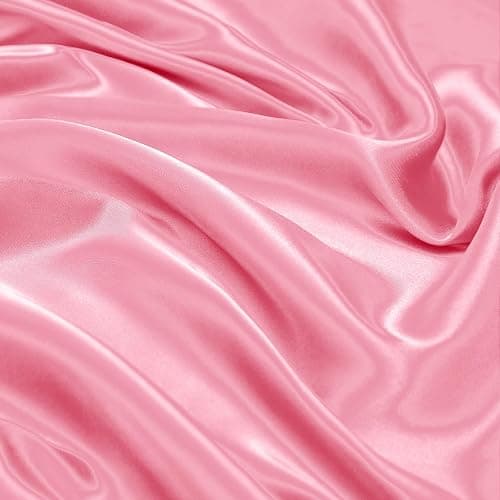 Vonty Satin Sheets Full Size Silky Soft Satin Bed Sheets Bright Pink Sheet Set, 1 Deep Pocket Fitted Sheet + 1 Flat Sheet + 2 Pillowcases thumbnail 7