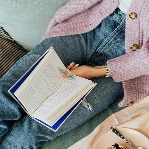 Thumb Page Holder for Reading 2Pack, Energy Pattern Thumb Bookmark, Book Opener Holder, Book Finger Page Holder, Book Accessories for Reading Lovers(Pink and Olive-Green） thumbnail 5