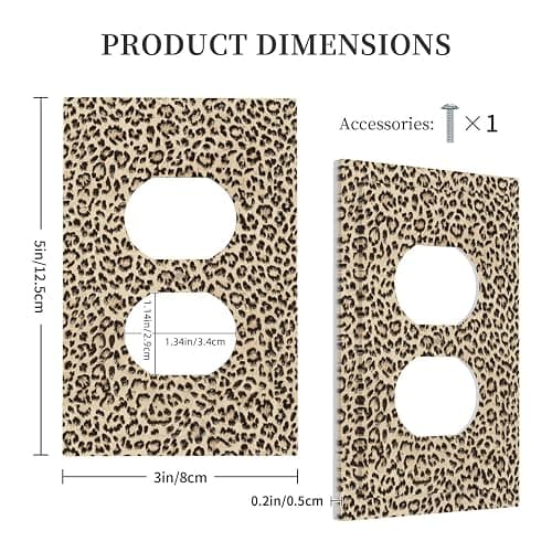 Nadoabtm Outlet Covers Animal Print Leopard Print Yellow 1 Gang Duplex Wall Plate Decorative Switch Plates Electrical Receptacle Faceplate Light Switch Cover for Bedroom Bathroom Decor thumbnail 2