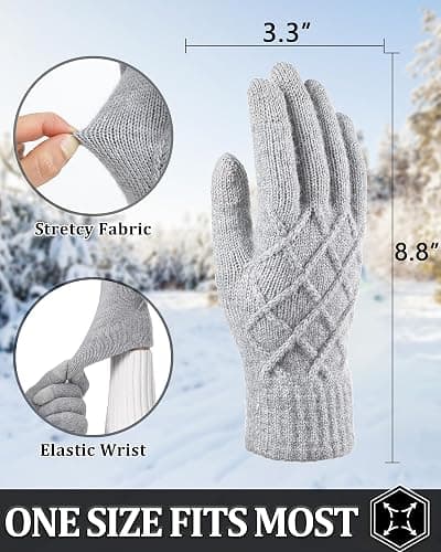 REACH STAR 2 Pairs Winter gloves for women Touch screen Elastic Thermal knit Lining Warm Gloves for Cold weather thumbnail 4