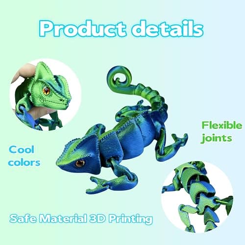 SIPWATE 3D Printed Animals - Articulated Chameleon Toys, Flexible Animals Toy Statue,Movable Joints,Fidget Toys, Desk Home Office Decor, Birthday Halloween thumbnail 4
