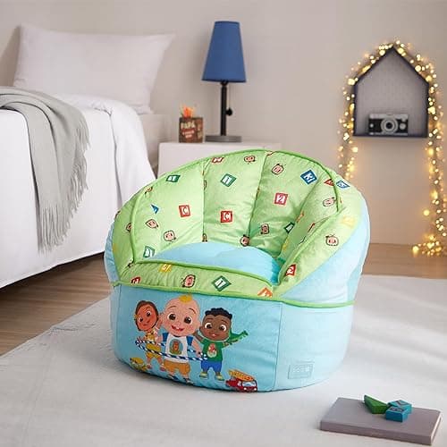 Idea Nuova Cocomelon Blue Round Bean Bag Chair for Kids, Ages 3+, Large thumbnail 3