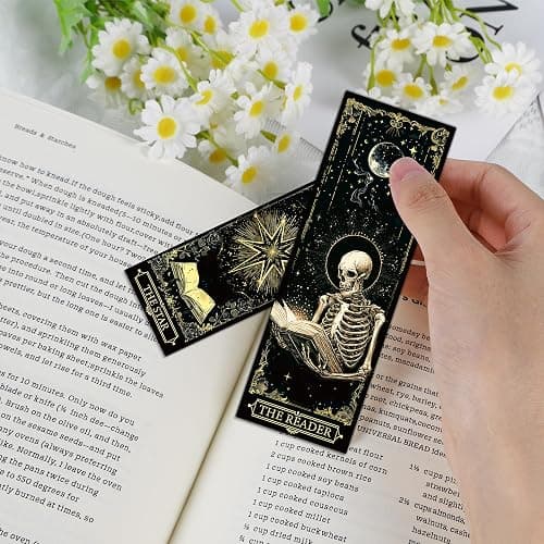 100 Pcs Gothic Tarot Bookmarks Bulk, Dark Academia Witchy Book Marks for Reading, Skeleton Paper Page Markers, Bookish Gifts for Reading Women Book Lovers Men, Dark Romance Merch thumbnail 2