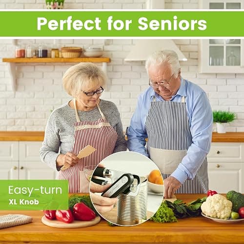 Spring Chef Stainless Steel Can Opener - Manual with Soft Grip Handles, Easy Turn, Heavy Duty Hand Can Openers for Seniors with Smooth Edge - Magnetic Lid Remover - Black thumbnail 7