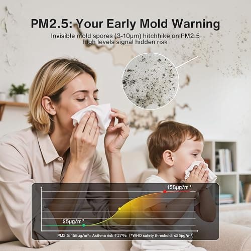 Air Quality Monitor Indoor 7" Display 9 AQI+7 AQI Alerts, CO2 Monitor Air Quality Tester for CO2, TVOC, PM2.5 PM1.0 PM10, HCHO Temperature Humidity AQI & Time Air Quality Meter for Home thumbnail 7