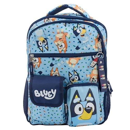 AI ACCESSORY INNOVATIONS Bluey & Bingo Backpack for Girls & Boys, Multi Pocket Bookbag with Adjustable Shoulder Straps & Padded Back, Blue - Image 1