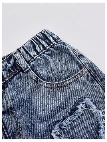 Floerns Girl's Y2k Wide Straight Leg Jeans Elastic Waist Heart Streetwear Baggy Denim Pants thumbnail 5
