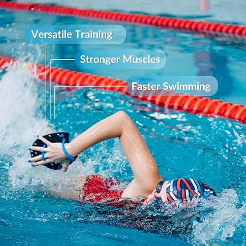 𝗦𝗽𝗼𝗿𝘁𝗶 Power Swim Paddles for Lap Swimming - Adjustable Straps - Lap Swimming Gears - Hand Paddles for Adults & Kids thumbnail 4