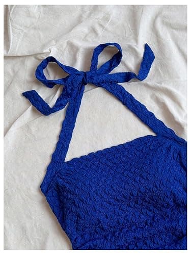 SOLY HUX Women's Halter Top Tie Back Textured Going Out Concert Beach Vacation Crop Tops Summer Sleeveless Camisole thumbnail 5