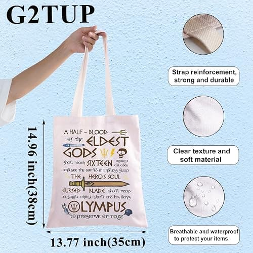 G2TUP Heroes of Olympus Shoulder Bag Book Lover Inspired Gift Riptide Sword Tote Bag Movie Merch thumbnail 2