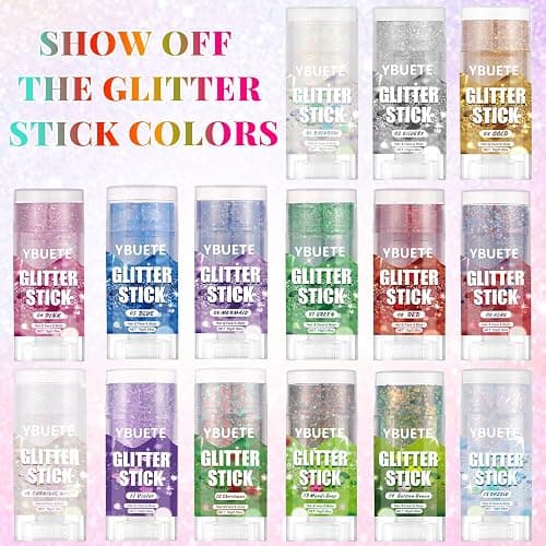 YBUETE Rainbow Face and Body Glitter Stick for Sparkling Makeup, Hair Glitter Accessories for Women, Highlighting Stick for Fairy Dust Makeup, Cheerful Face Glitter for Festive Parties and Carnivals thumbnail 4