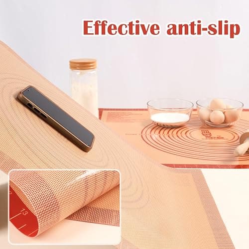 Non-slip Pastry Mat Extra Large with Measurements 28''By 20'' for Silicone Baking/ Counter Mat, Dough Rolling Mat,Oven Liner,Fondant/Pie Crust Mat By Folksy Super Kitchen Red - 28"L x 20"W thumbnail 4